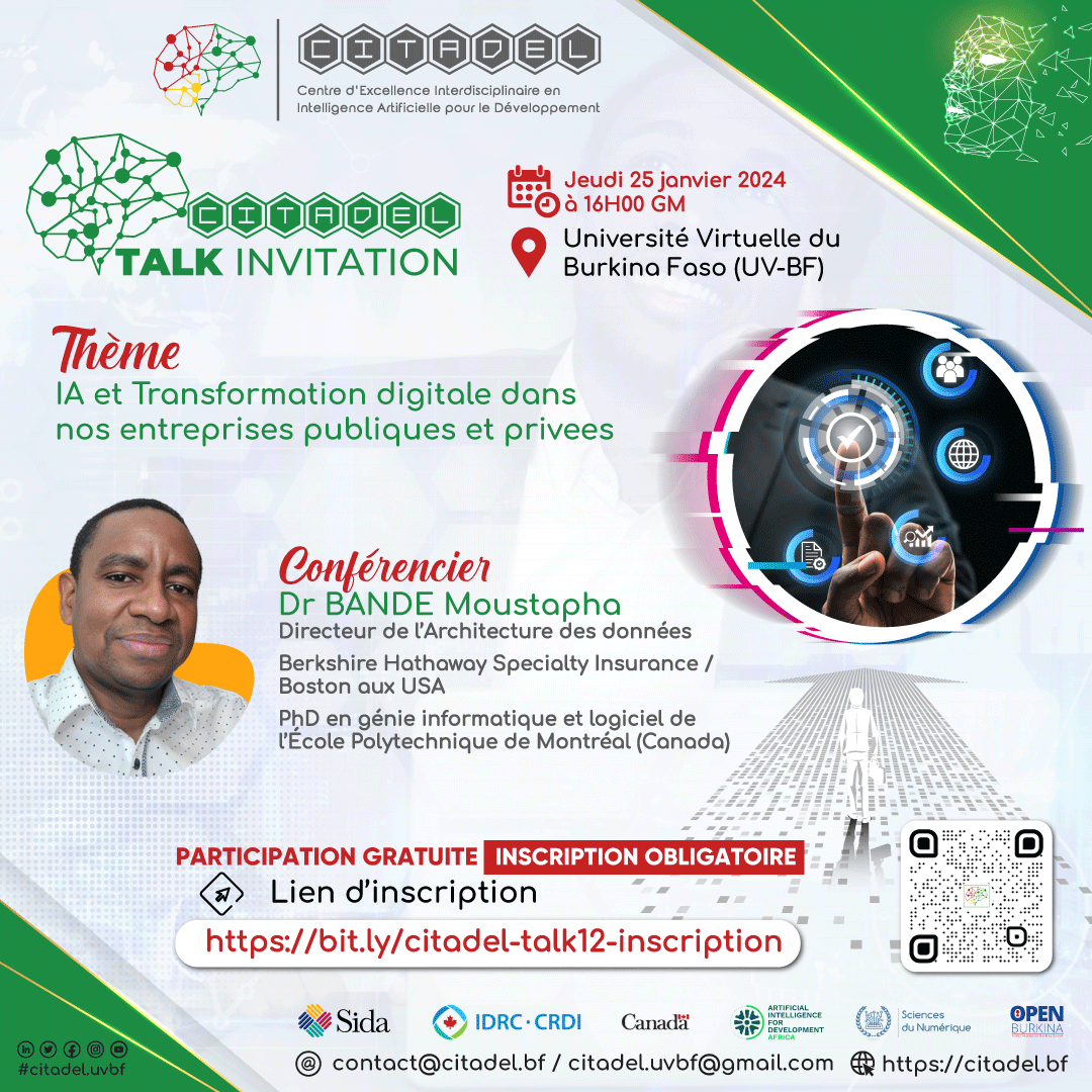 CITADEL TALK INVITATION 12 : IA et Transformation digitale dans nos entreprises