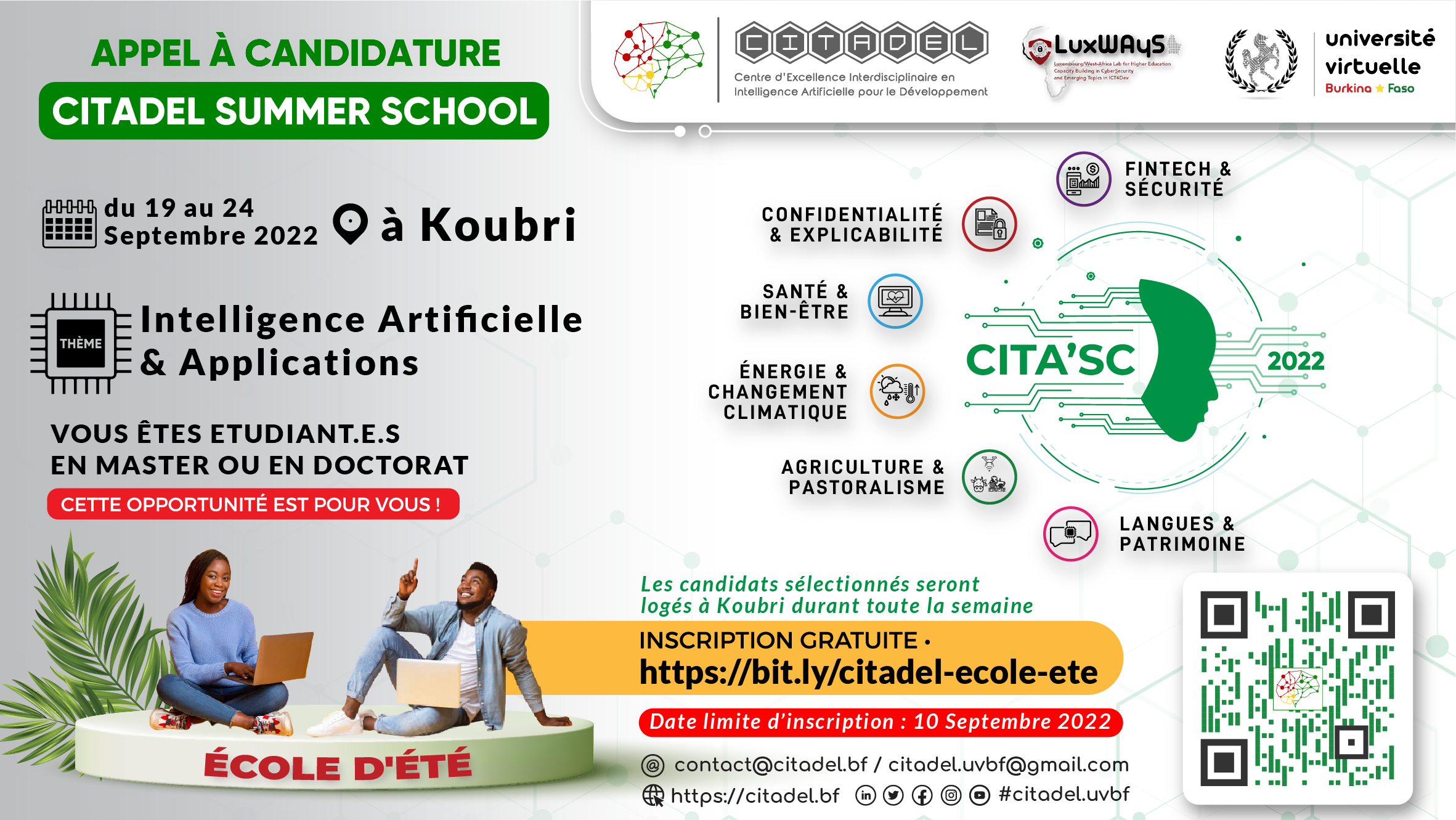 CITA''''SC 2022 : Appel à candidature CITADEL SUMMER SCHOOL