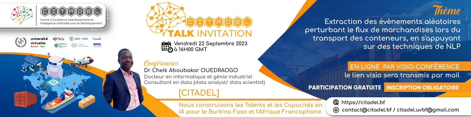 CITADEL TALK INVITATION 11 : Extraction des évènements aléatoires perturbant le flux de marchandises lors du transport des conteneurs, en s’appuyant sur des techniques de NLP