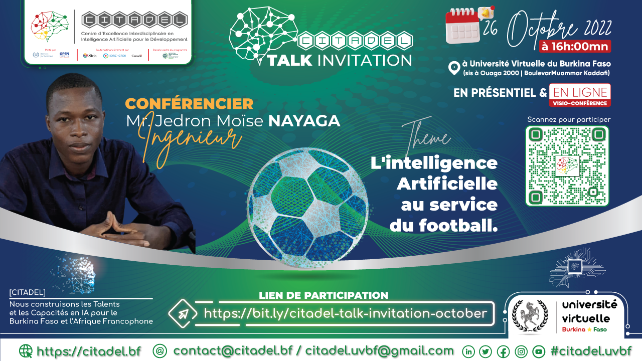 CITADEL TALK INVITATION : L''''intelligence Artificielle au service du football