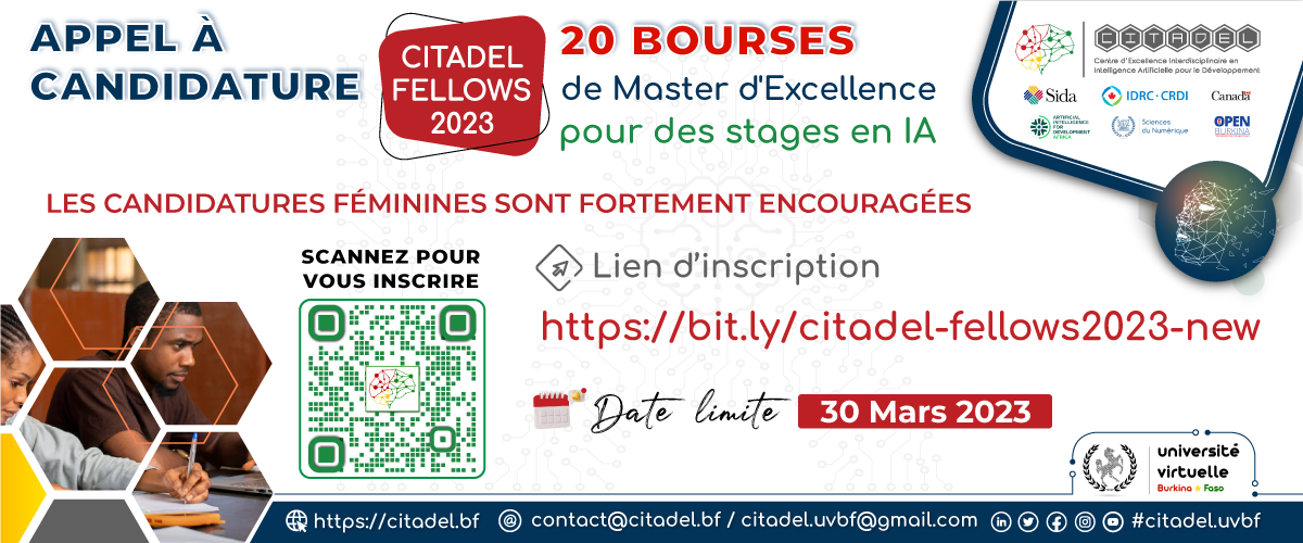Appel à candidature : CITADEL FELLOWS 2023, 20 Bourses de Master d''''Excellence