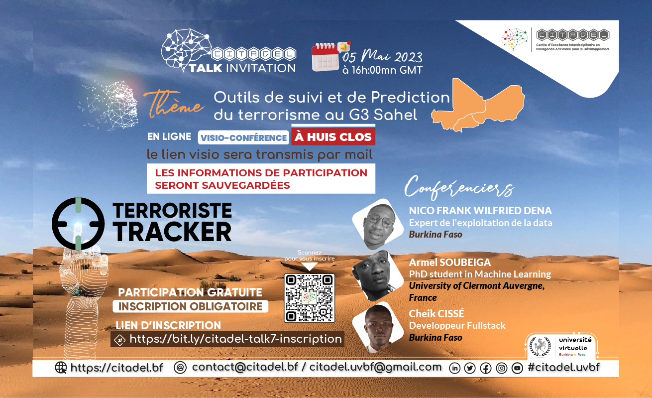 CITADEL Talk Invitation: Suivi et Prédiction du terrorisme au G3 Sahel avec